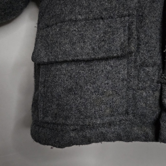 Baby Boy Infant Childrens Place Gray Wool Blend Zip Button Pea Coat Hooded 6-9M - Picture 2 of 6